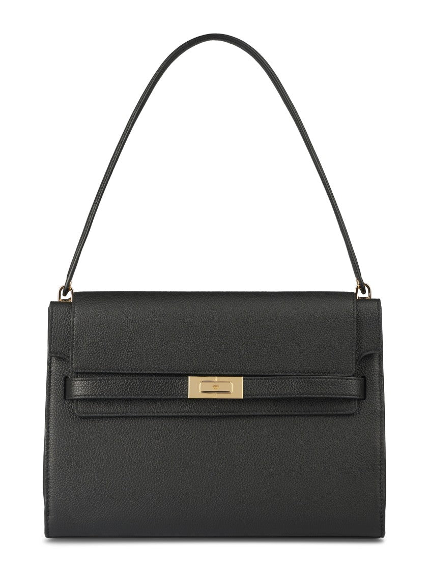 Tory Burch Structured Leather Shoulder Bag With Gold-Tone Clasp