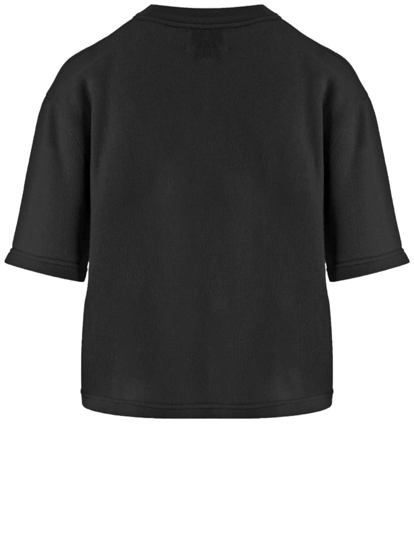 Sa Su Phi Black Cropped Boxy Crewneck Cashmere Sweater