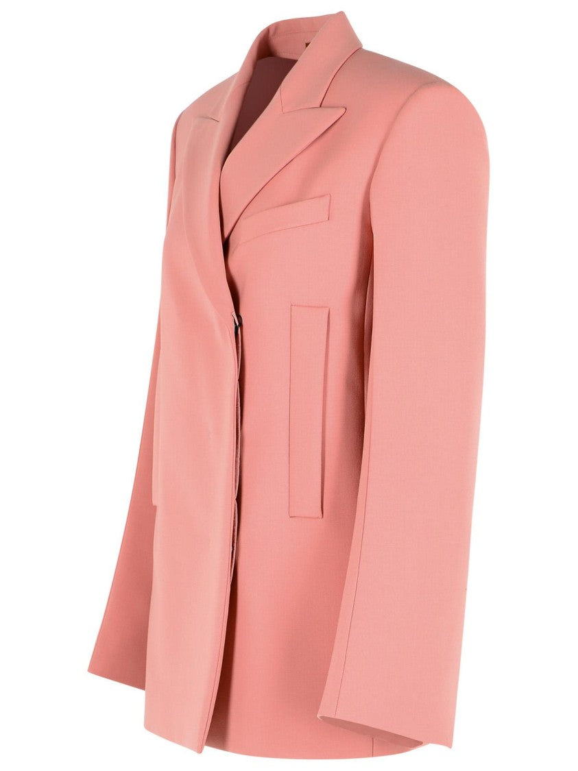Sportmax 'Esule' Straight Blazer In Antique Pink Virgin Wool