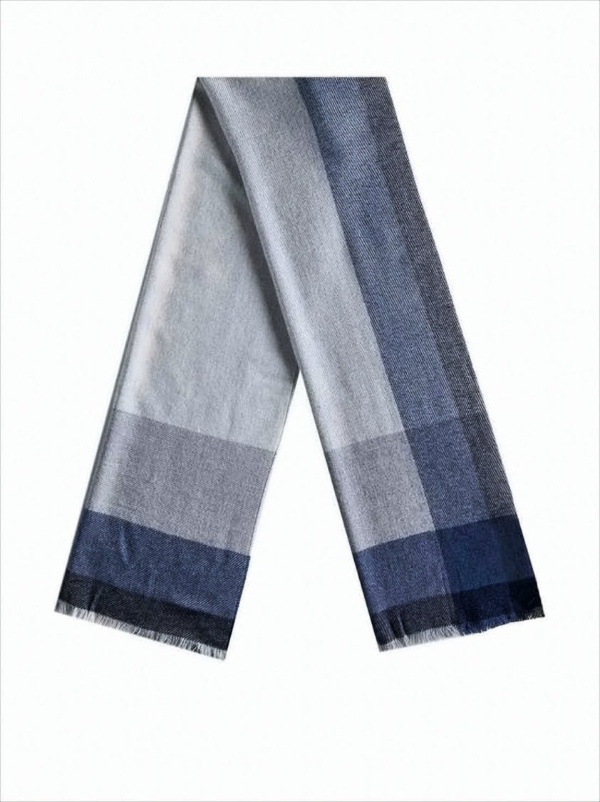 Brunello Cucinelli Checkered Wool-Cashmere Scarf With Fringed Edges