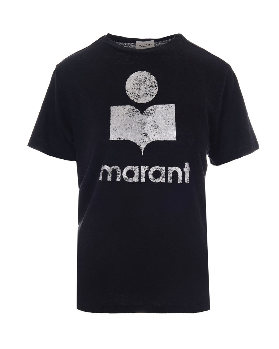 Isabel Marant Étoile Short-Sleeved Round Neck T-Shirt With Metallic Logo Detail