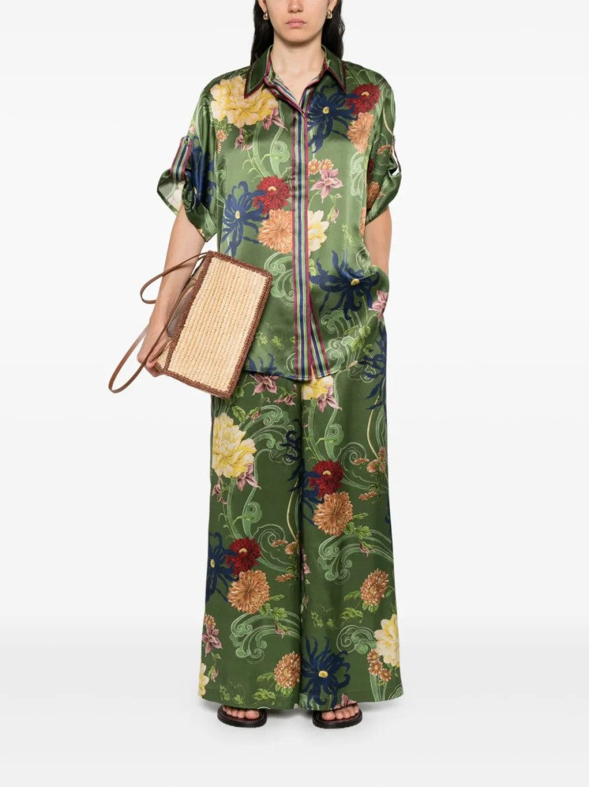 Alemais Grass Green Silk Shirt