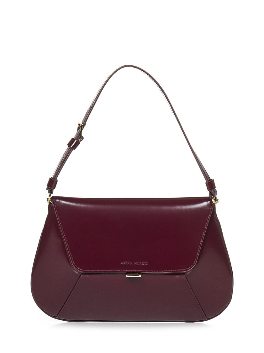 Amina Muaddi Wine-Brushed Calfskin Shoulder Bag