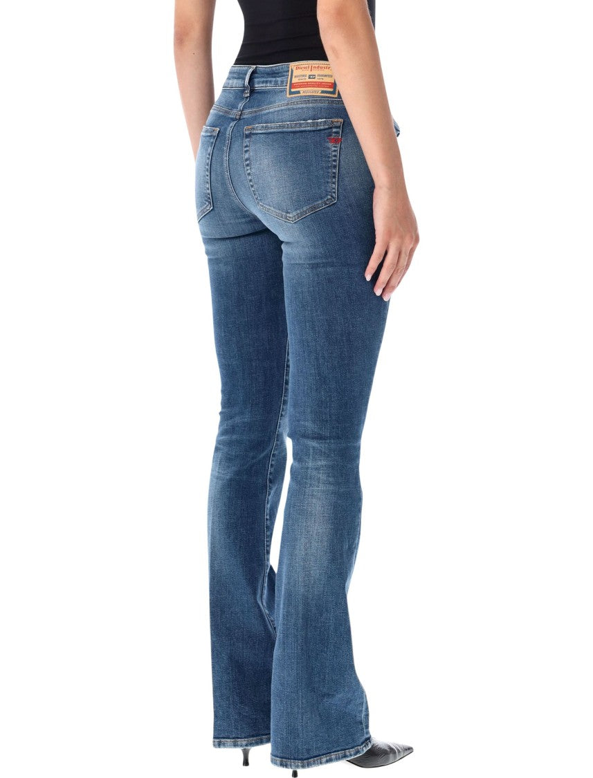 Diesel Mid-Rise Flared Denim Jeans With Vintage Wash