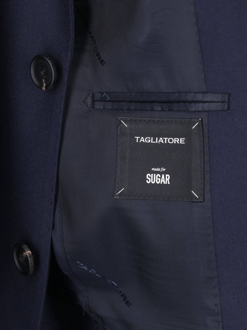 Tagliatore Navy Blue Tailored Blazer And Trousers Suit