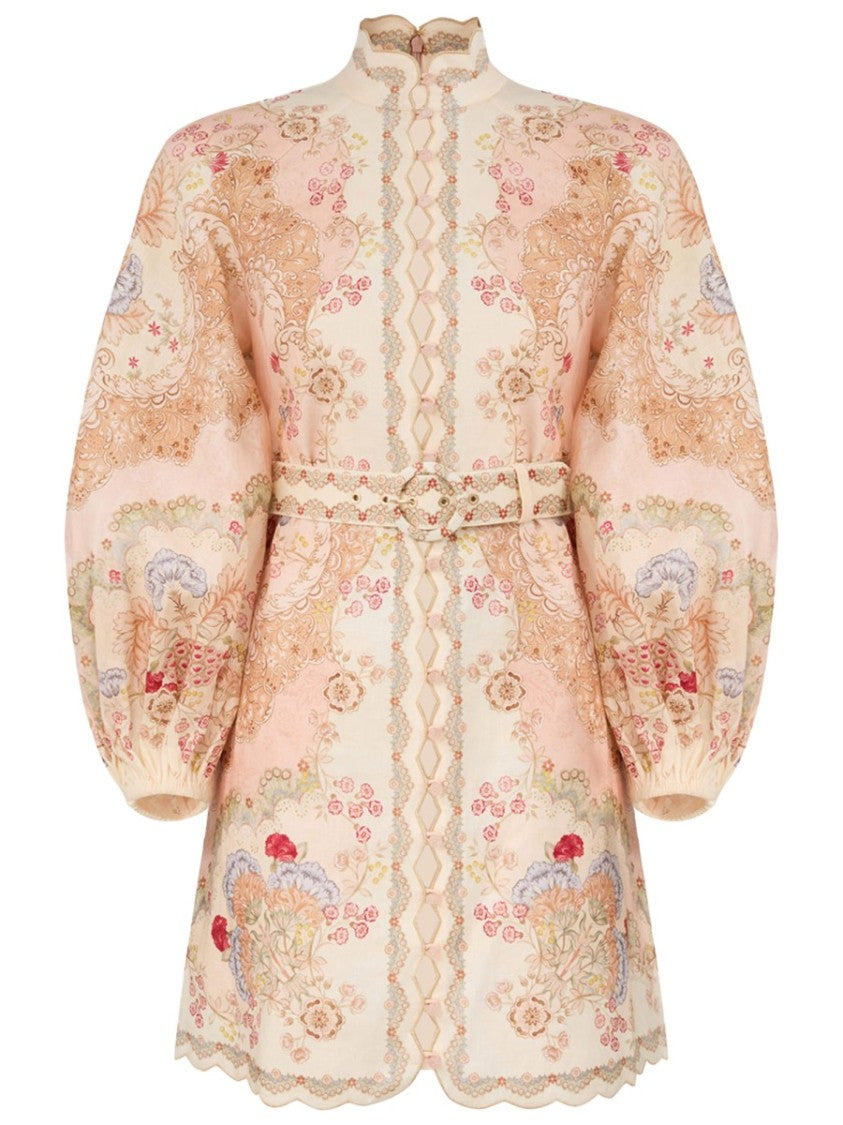 Zimmermann Multicolor Daylight Floral Print Linen Mini Dress