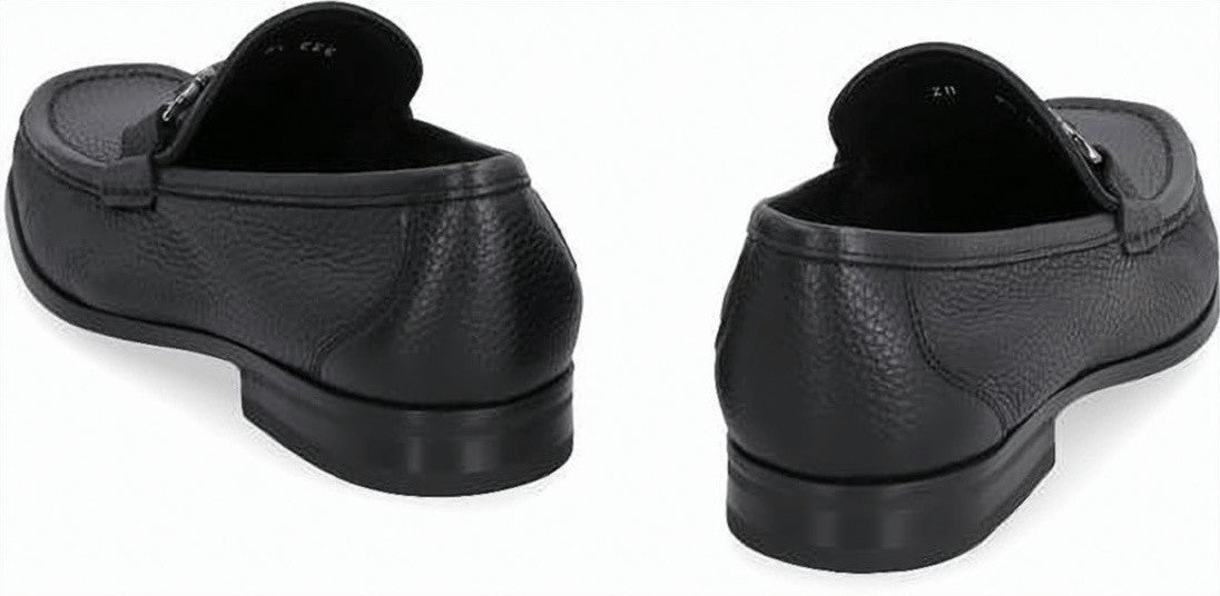 Salvatore Ferragamo Textured Leather Loafers With Metal Bit Detail