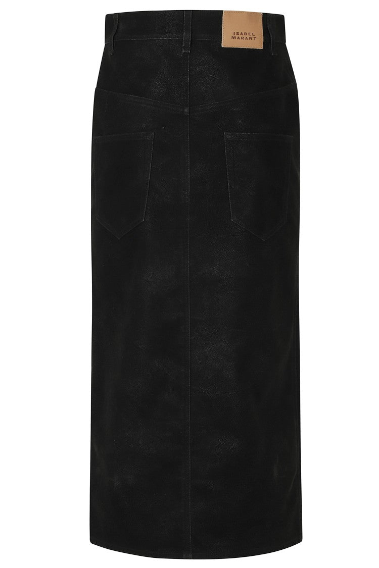 Isabel Marant Étoile Black Bisane Gc Vintage-Inspired Faux Suede Midi Skirt