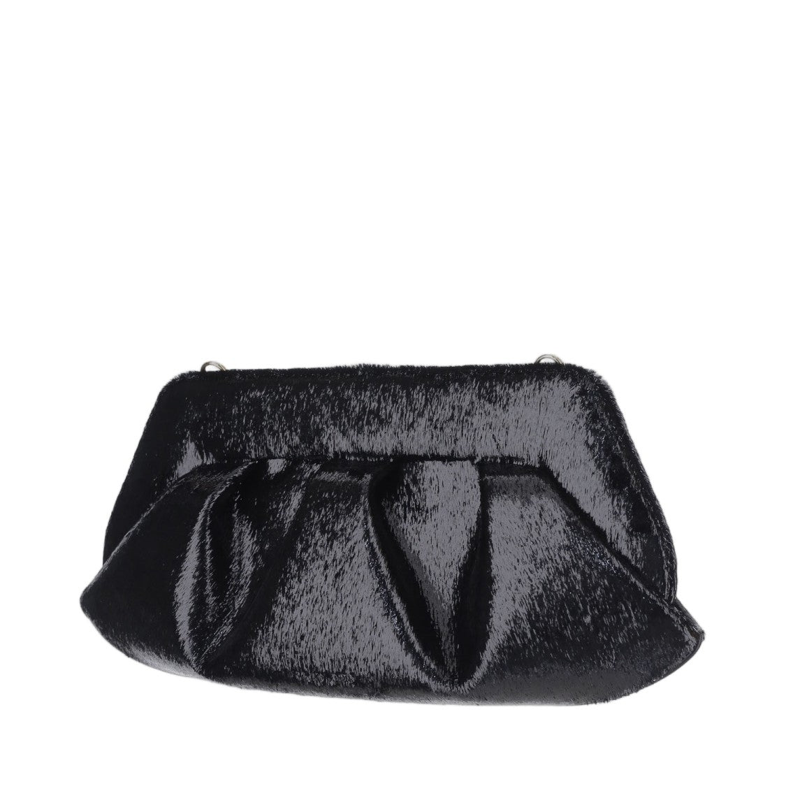 Themoirè Glossy Black Gathered Handbag