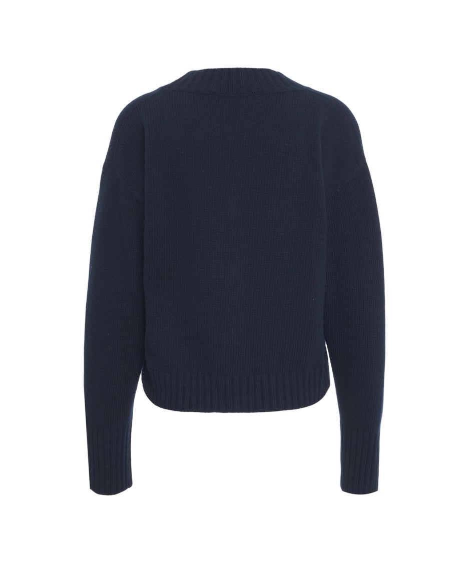 Jucca V-Neck Knit Cardigan With Button-Down Front And Ribbed Accents