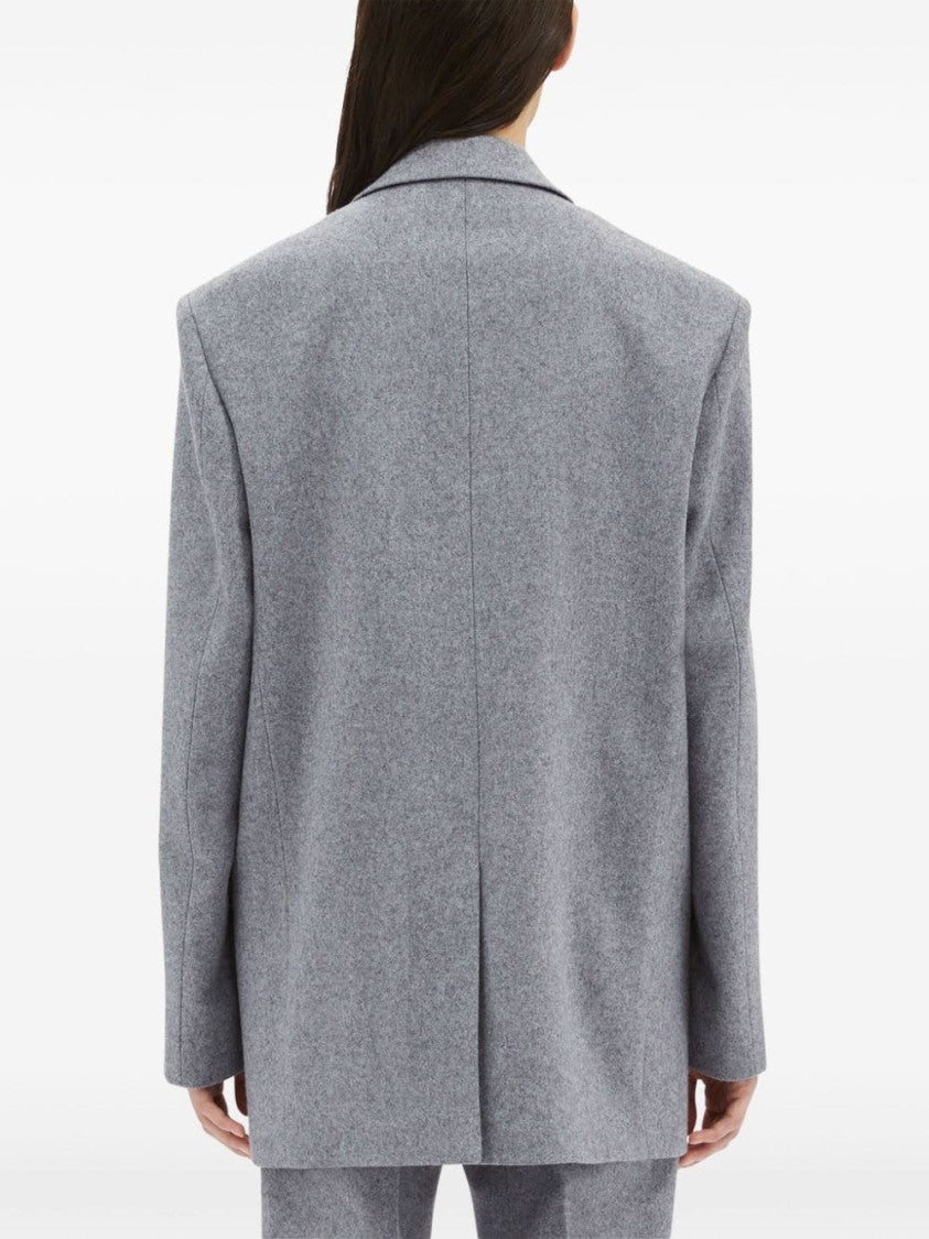 Msgm Heather Grey Eyelet-Embellished Single-Breasted Blazer