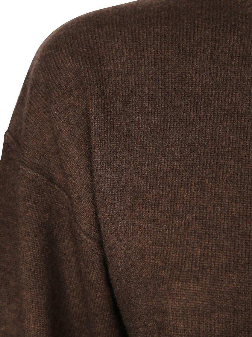 Absolut Cashmere Brown Knit Sweater With Round Neckline