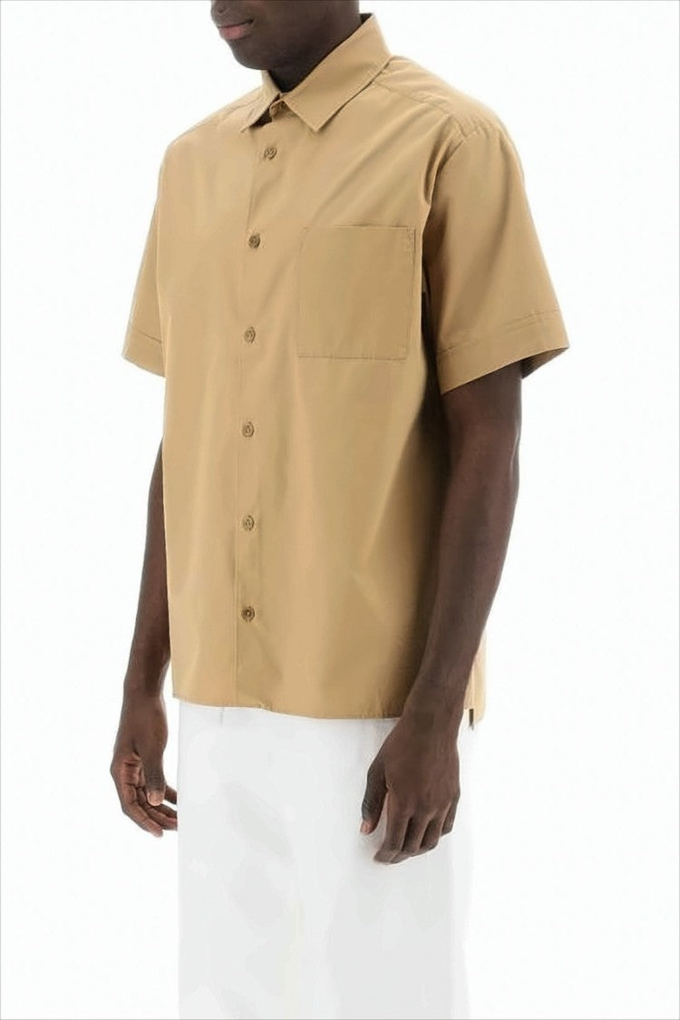 A.P.C. Short-Sleeve Brown Cotton Shirt