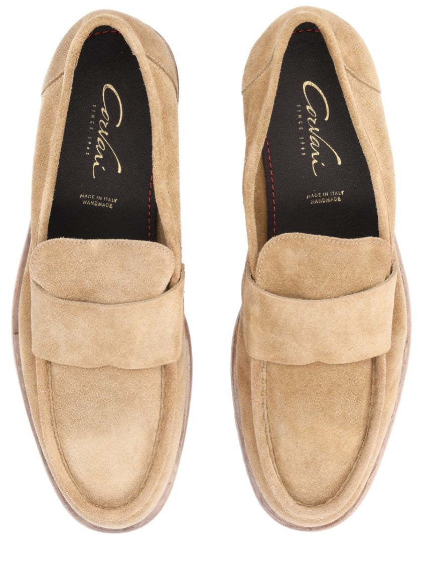 Corvari Brown Suede Loafers With Red Soles