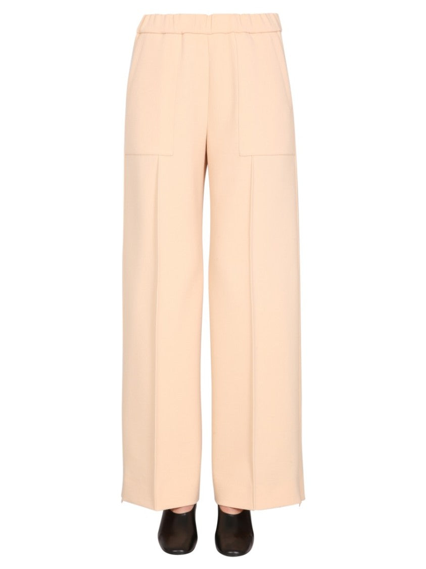 Jil Sander Wide-Leg Wool Trousers With Elasticized Waistband