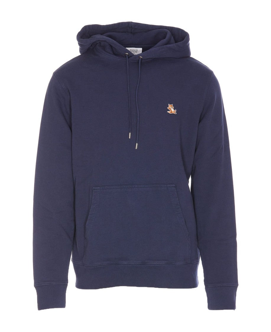 Maison Kitsuné Pullover Hoodie With Embroidered Chest Logo And Kangaroo Pocket