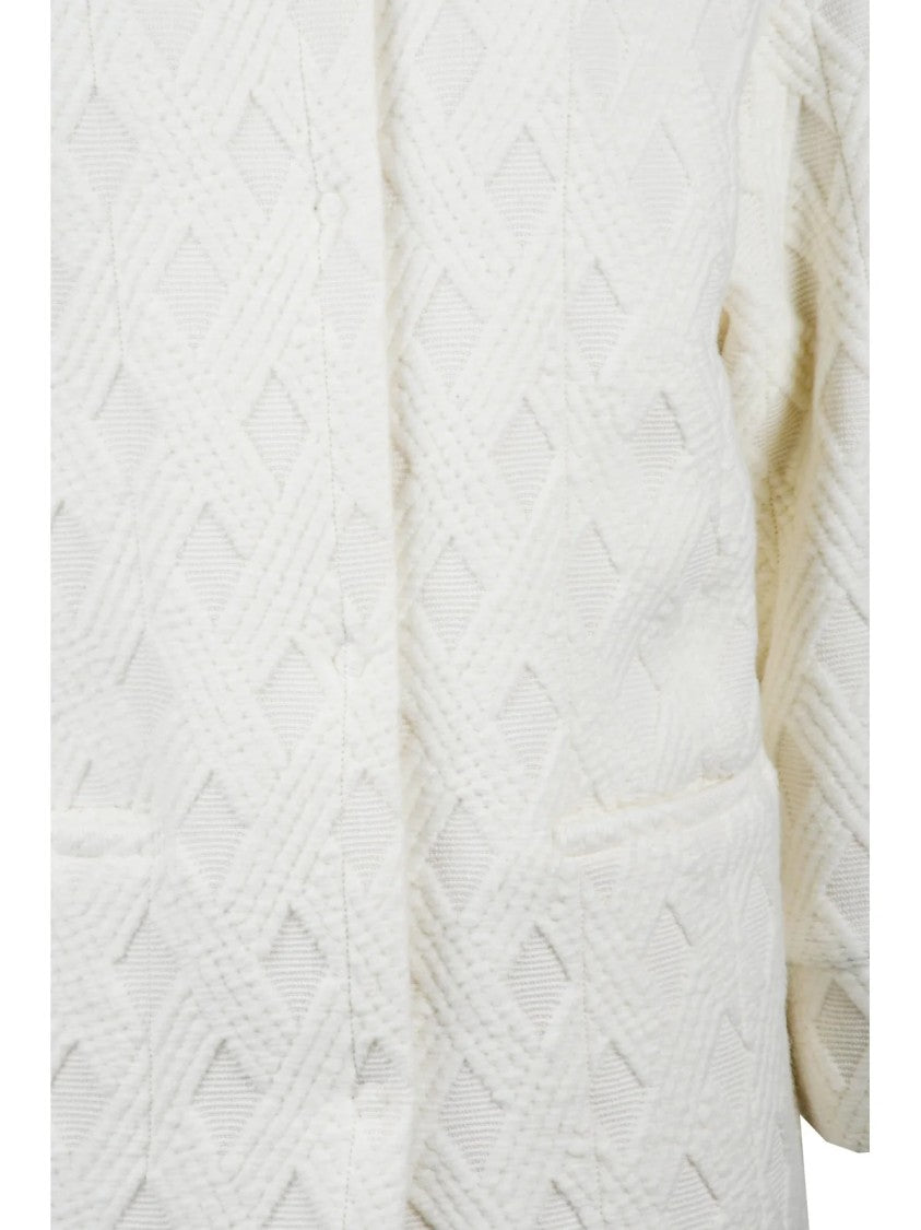 Oliver Horigamy White Virgin Wool-Blend Coat