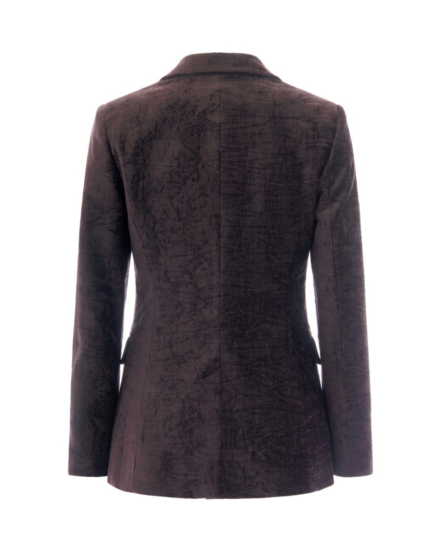 Liu Jo Mole Brown Polyester-Blend Velvet Blazer