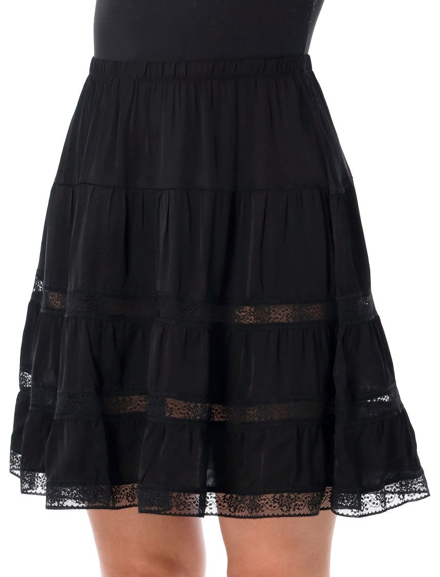 Gimaguas Cielo Skirt Flared Tiered Lace Mini Skirt
