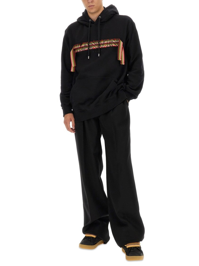 Lanvin Black Cotton Sweatshirt With Iconic Logo Design