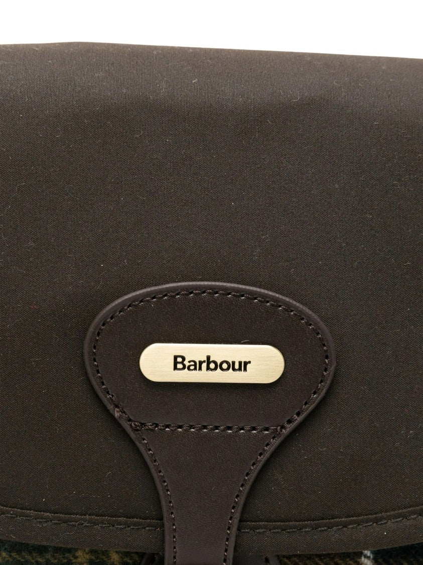 Barbour Plaid-Panelled Leather Cross-Body Bag With Adjustable Strap