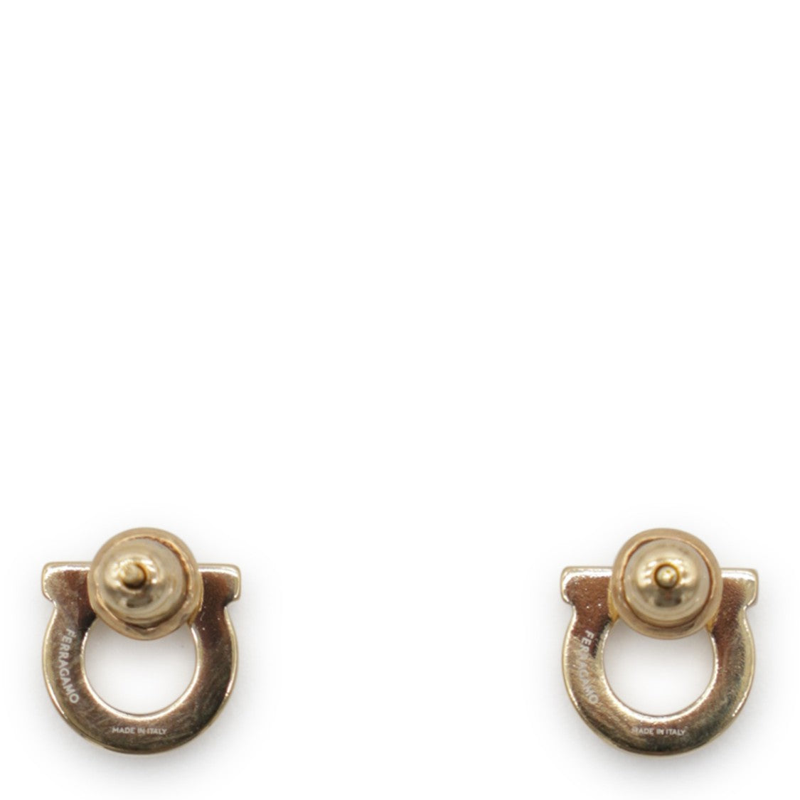 Ferragamo Gold Metal Earrings With Crystal Accents And Classic Fastening