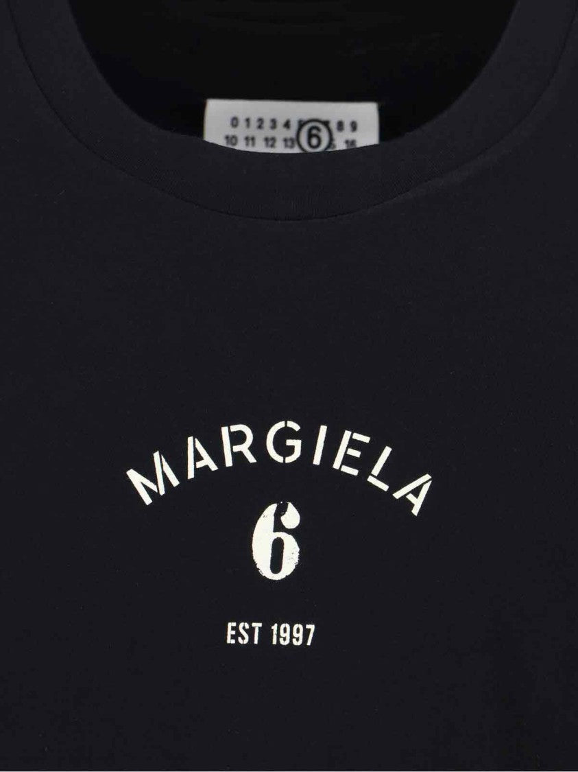 Mm6 By Maison Margiela Minimalist Cotton Tee With Contrasting Logo