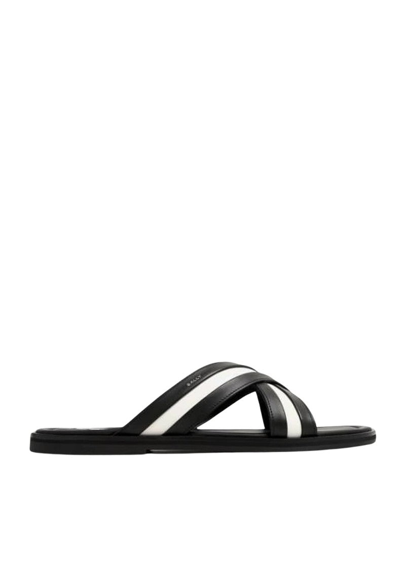 Bally Crisscross Leather Slip-On Sandals With Rubber Sole