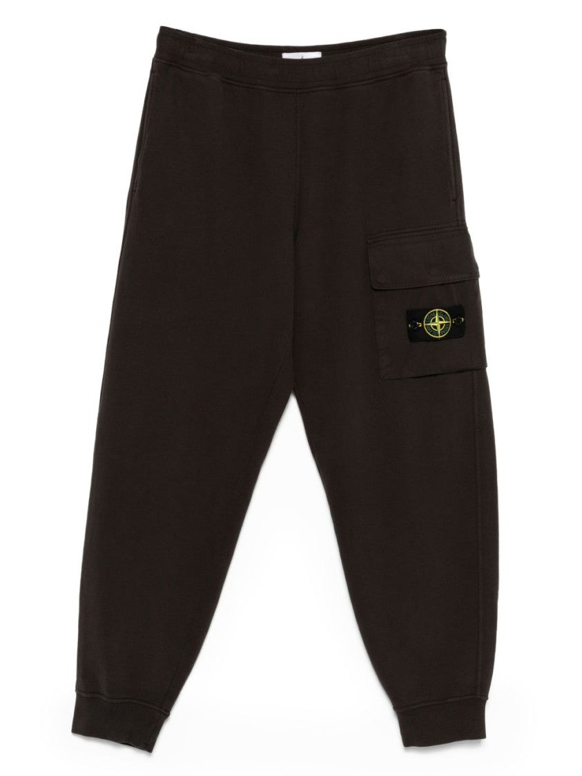 Stone Island Classic Fit Black Trousers With Ribbed Cuffs