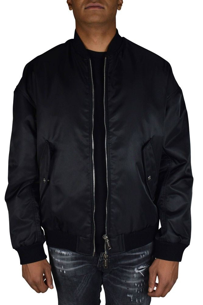 Dsquared2 Nylon Bomber Jacket With Graphic Velcro Straps