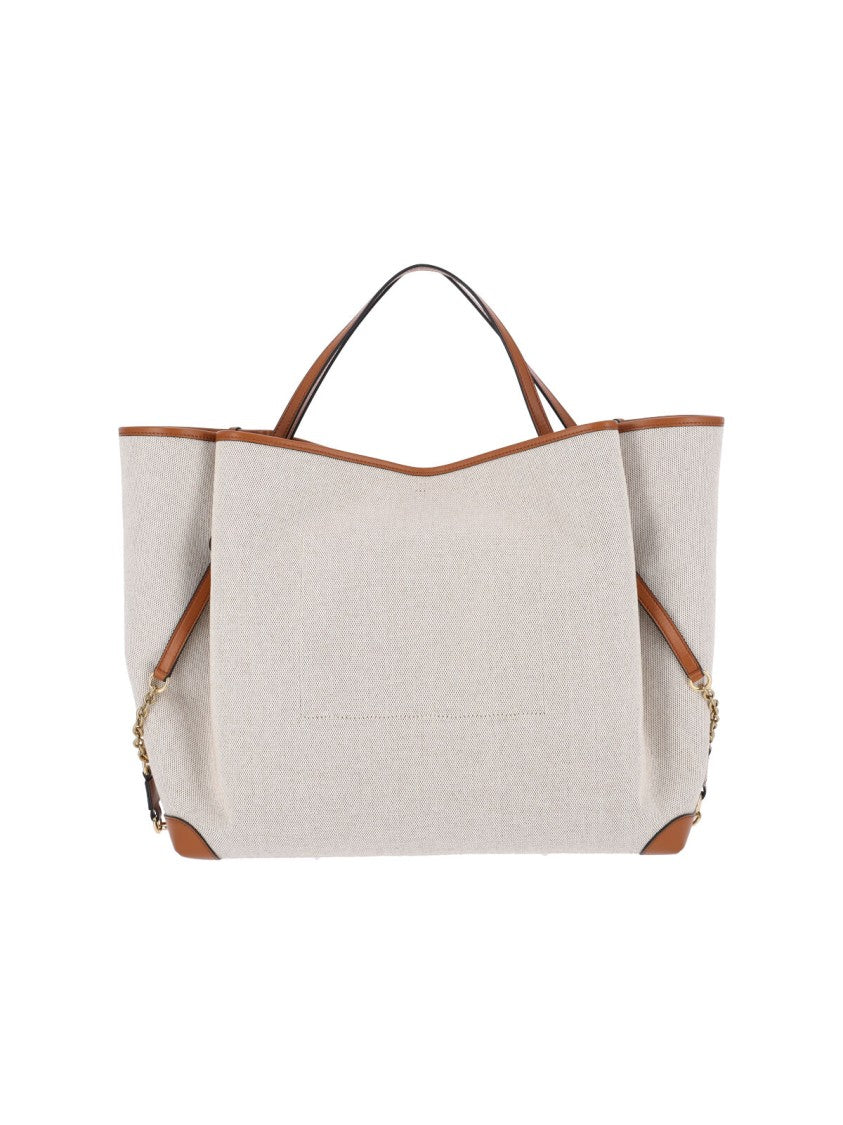 Chloé Canvas Tote Bag With Leather Trim