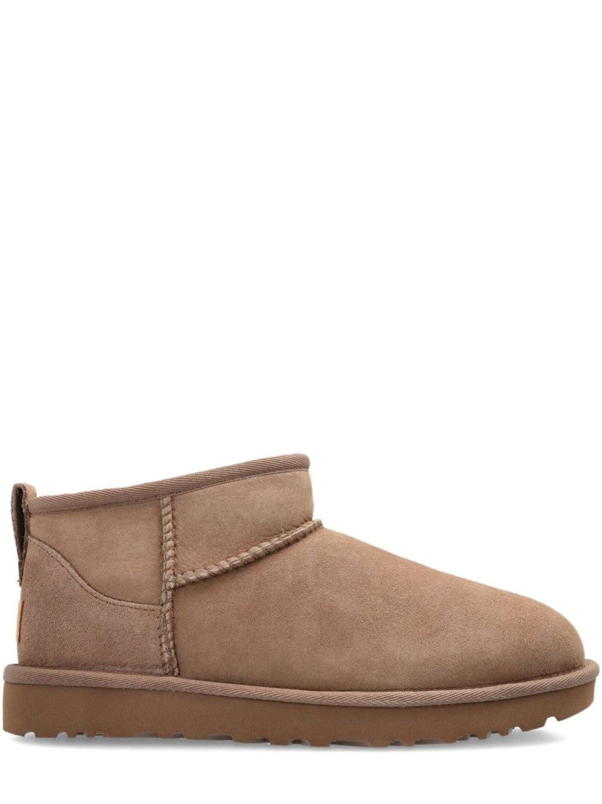 Ugg Beige Suede Plush-Lined Ankle Boots