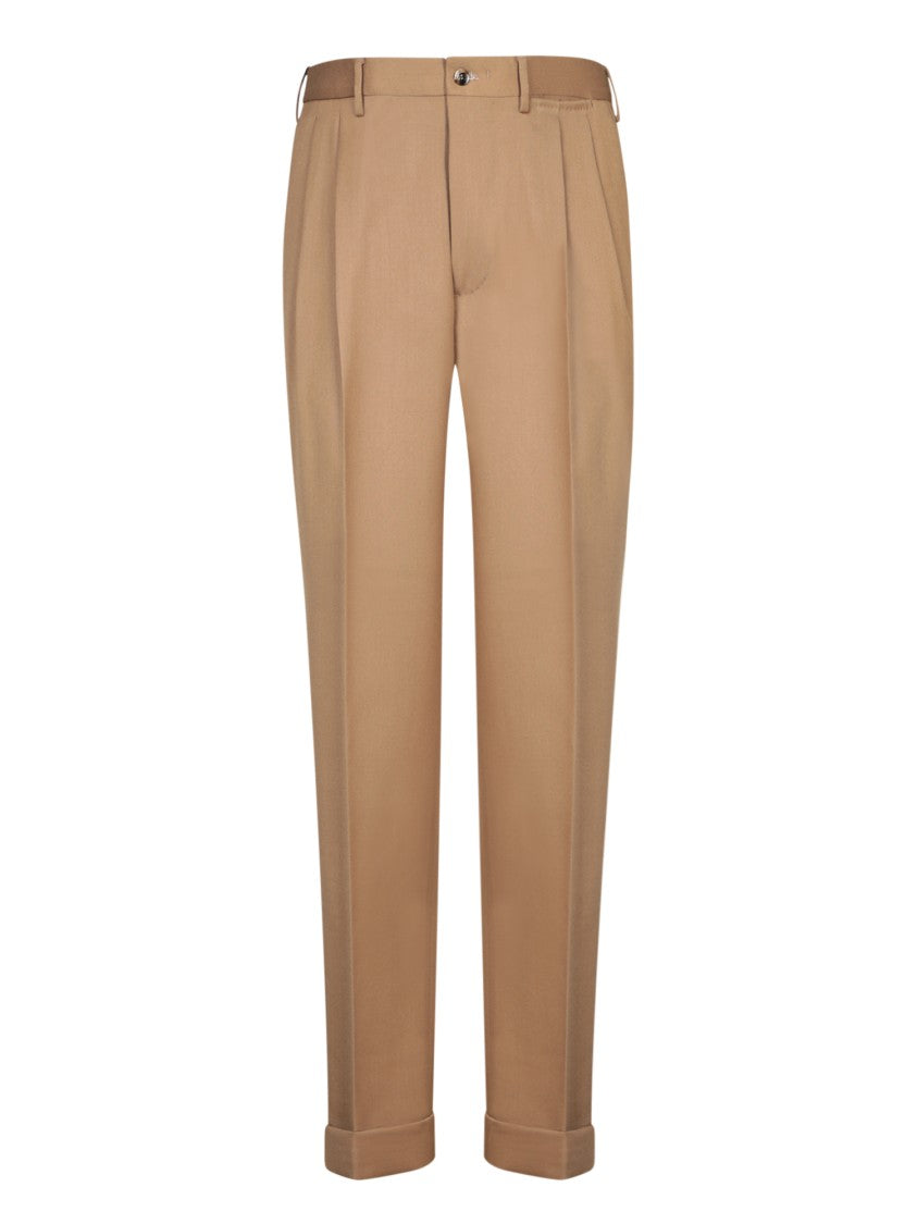 Dell'oglio Tailored Beige Trousers With Streamlined Silhouette