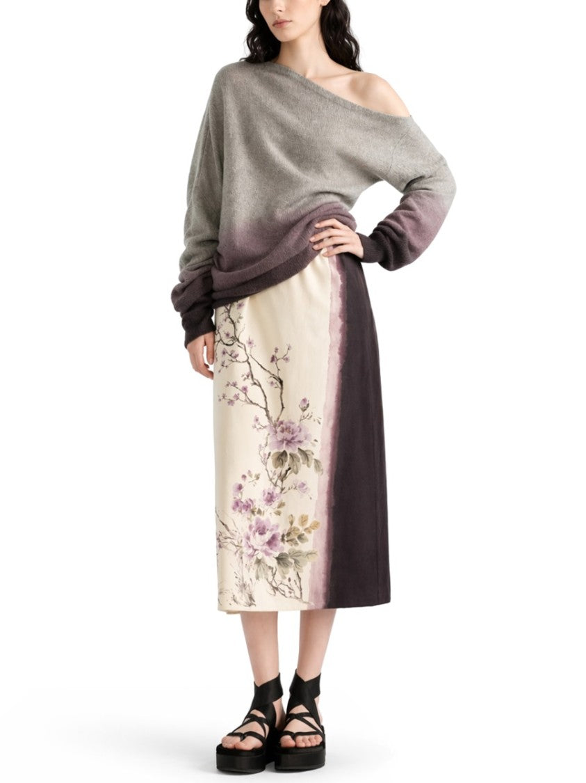 Dior Cream Floral Silk Midi Skirt