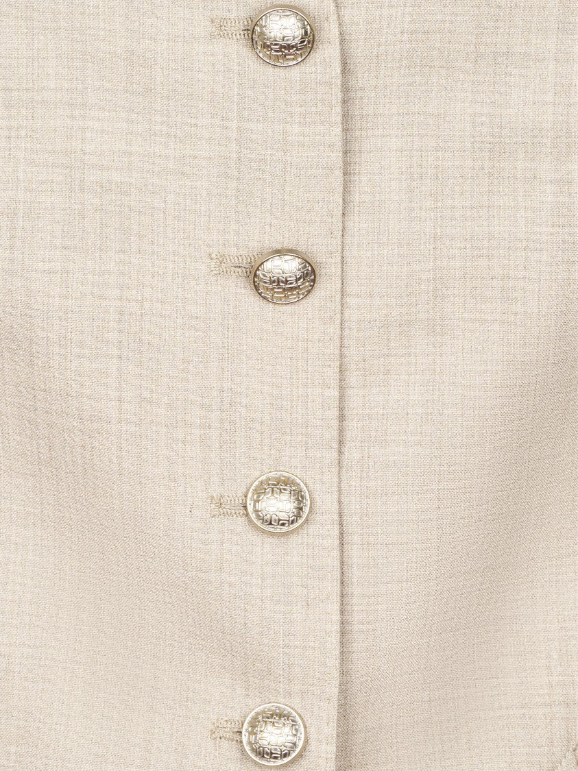 Tagliatore Sleeveless Tailored Vest With Ornate Metallic Buttons