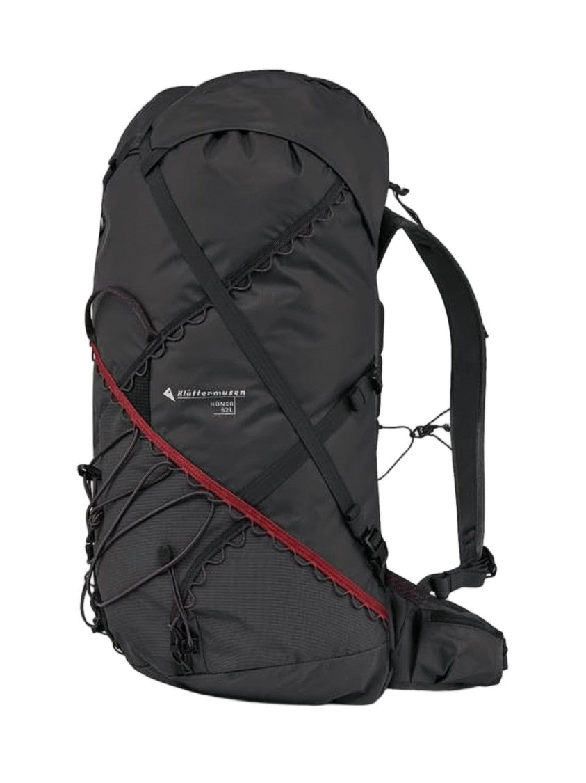 Klattermusen Structured Black Klattermusen Backpack With Red Accents