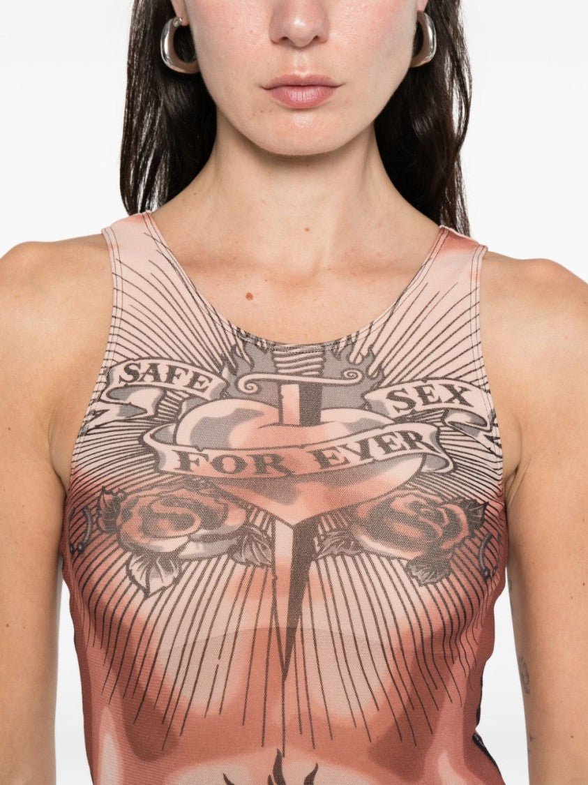 Jean Paul Gaultier Multicolour Silk And Nylon Mesh Top