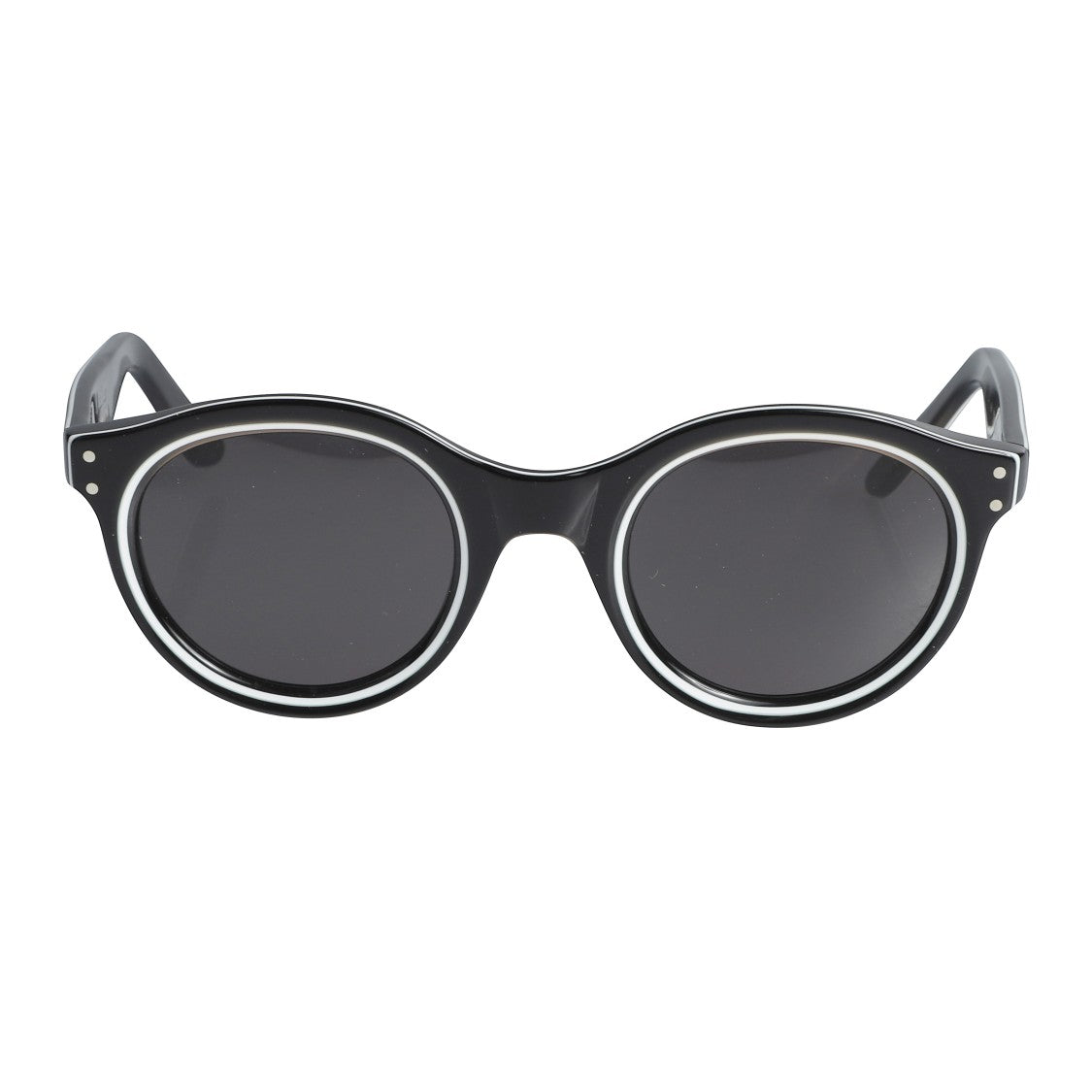 Kador Thick Bold Black Rounded Sunglasses With Rivet Details