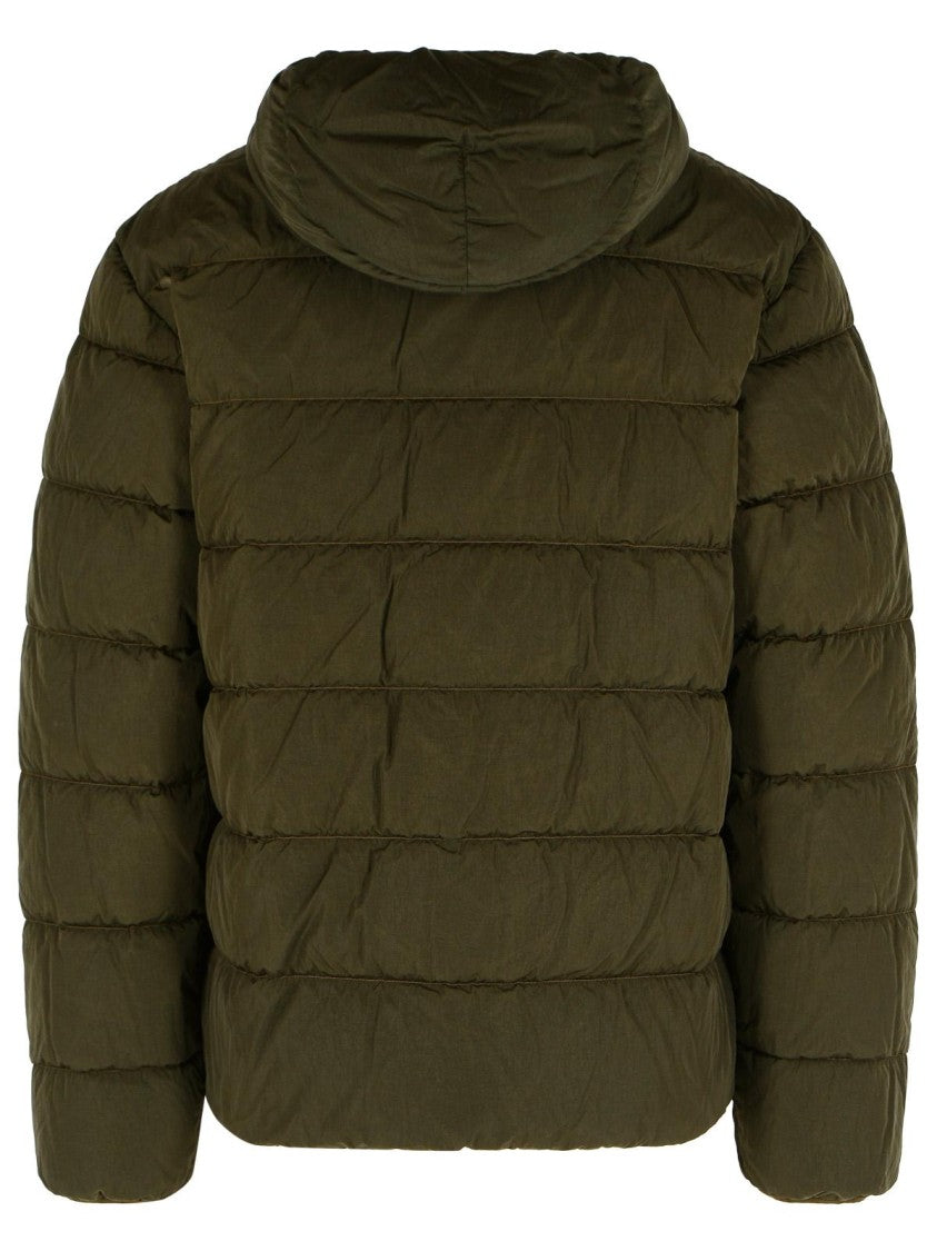 C.P. Company Quilted Green Polyamide Down Jacket With Integrated Sunglasses
