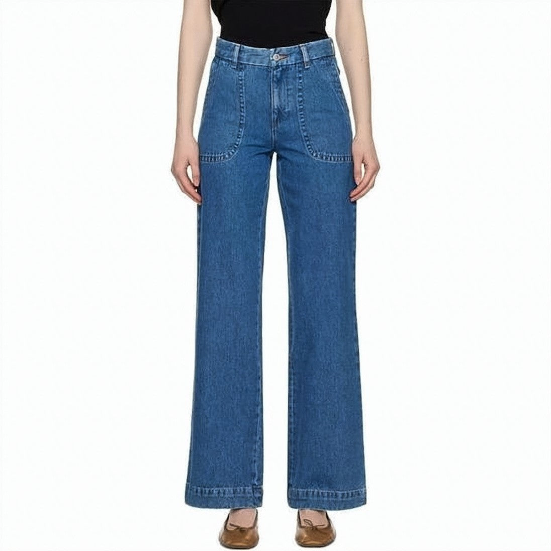 A.P.C. High-Waisted Denim Pants With Straight Silhouette And Patch Pockets