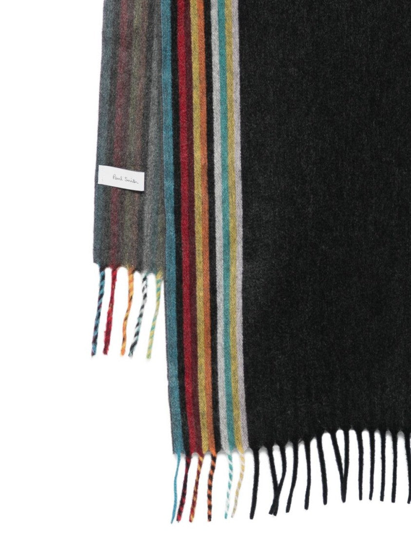 Paul Smith Fringed Cashmere Scarf With Accents