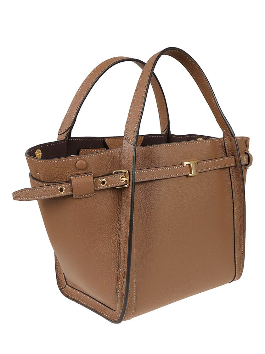 Tod's Trapezoidal Handbag In Textured Calfskin Leather