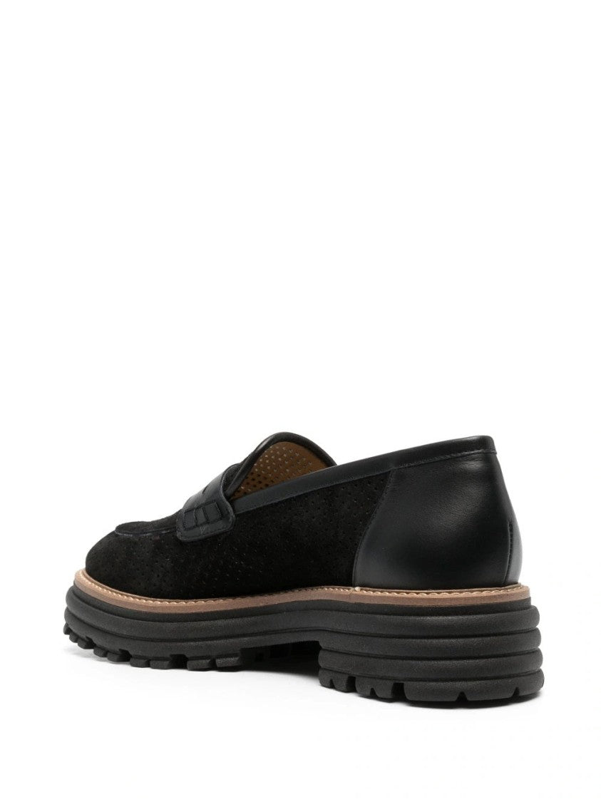 Baldinini Perforated Leather Loafers With Rubber Sole