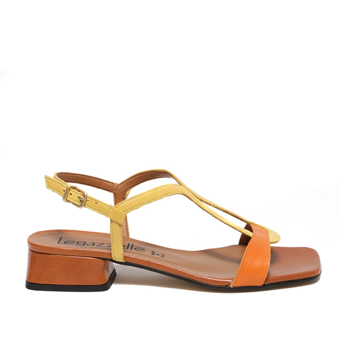 Le Gazzelle Sandal In Orange Yellow Leather And Leather