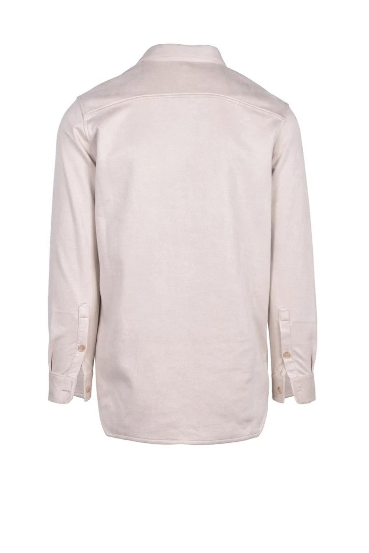 A.M.Couture Beige Button-Down Shirt With Chest Pockets