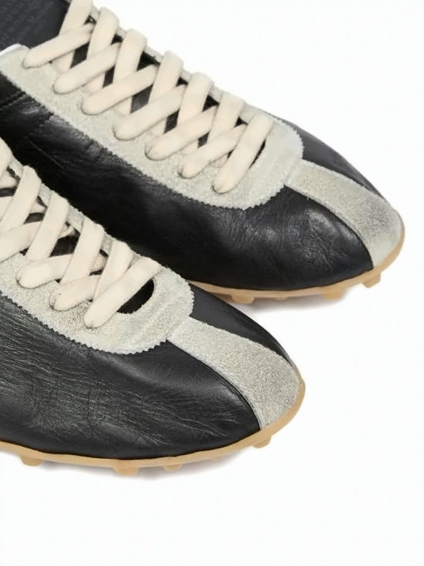 Maison Margiela Sleek Black Leather And Grey Suede Sneakers