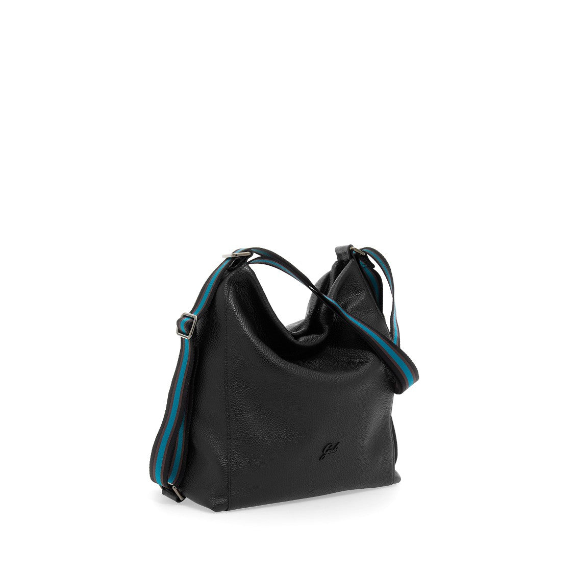 Gabs Textured Leather Shoulder Bag With Turquoise Accents