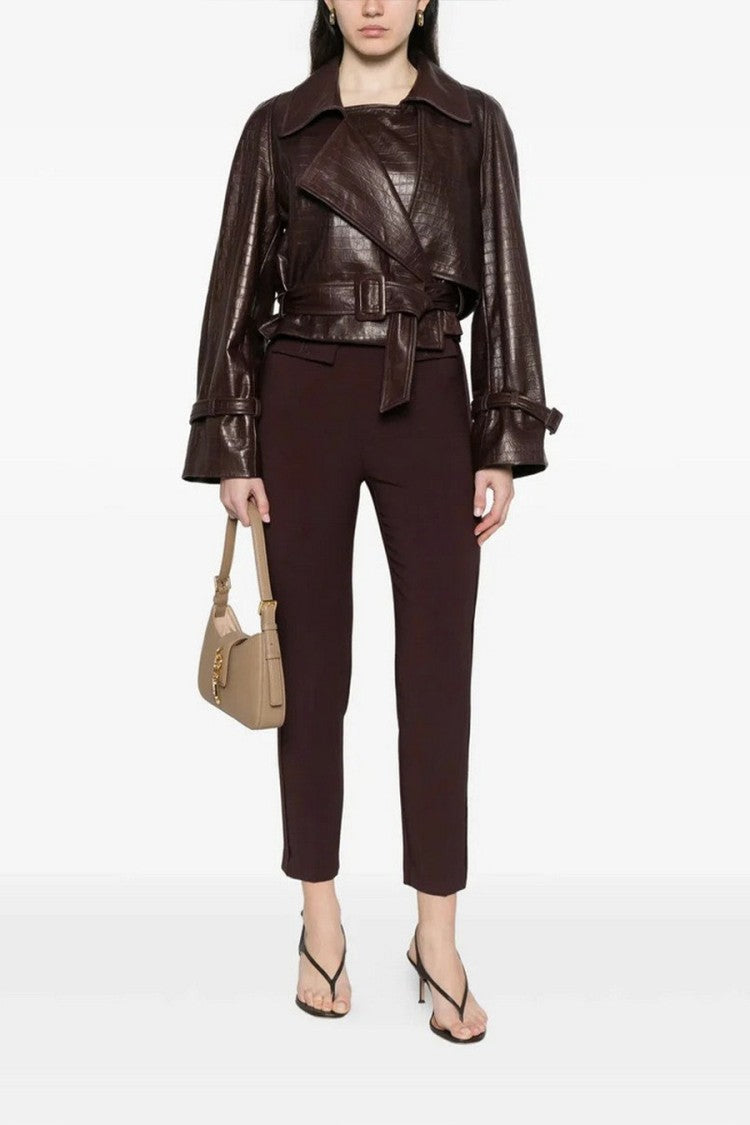 Elisabetta Franchi Brown Flap-Pocket Cropped Trousers