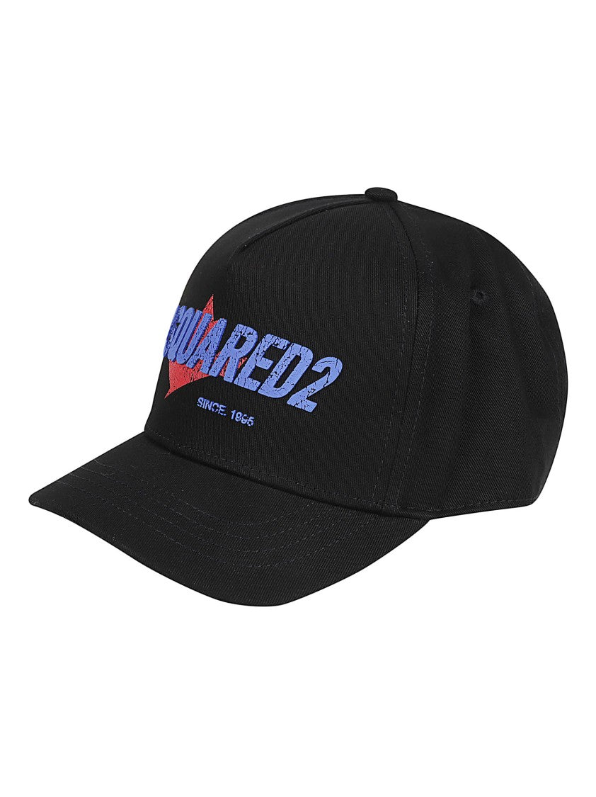 Dsquared2 Black Cotton Embroidered Logo Baseball Cap
