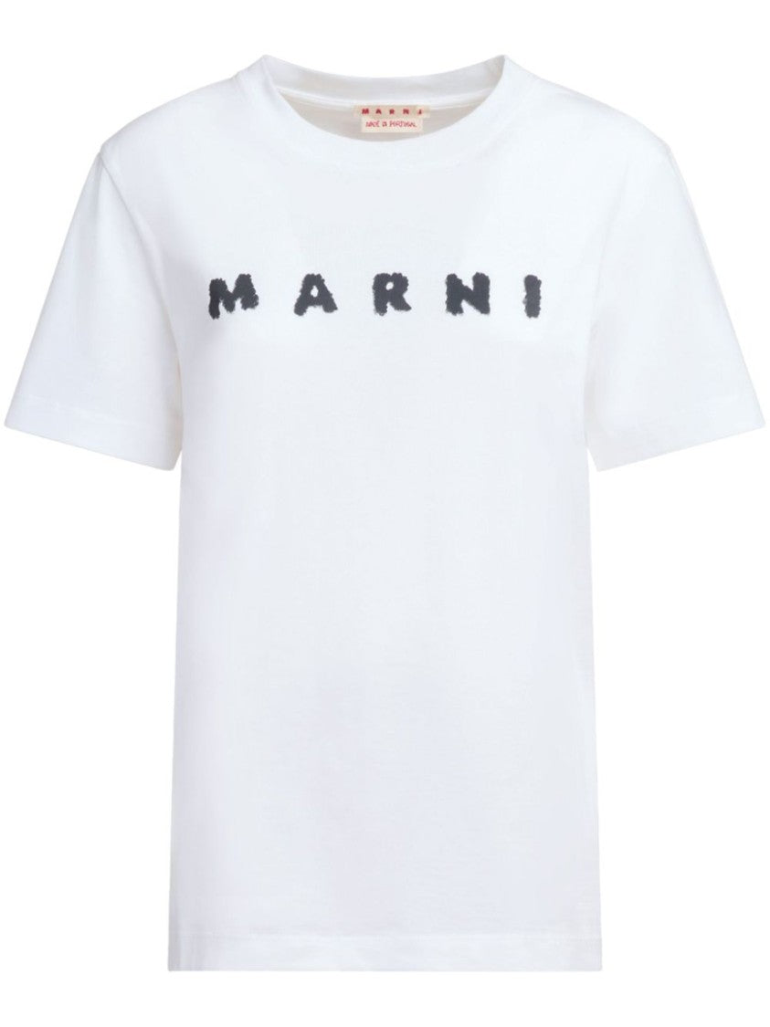 Marni Relaxed-Fit White T-Shirt With Artistic Logo